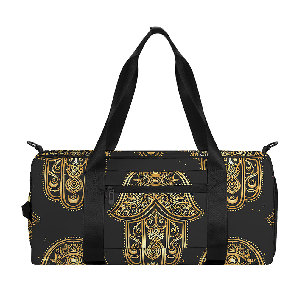 Gold Hamsa Pattern Print Gym Bag