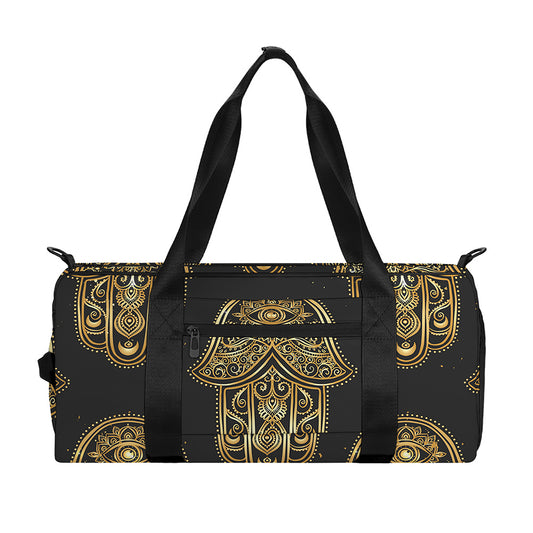 Gold Hamsa Pattern Print Gym Bag