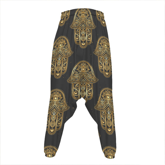 Gold Hamsa Pattern Print Hammer Pants