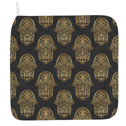 Gold Hamsa Pattern Print Hand Towel
