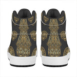 Gold Hamsa Pattern Print High Top Leather Sneakers