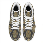 Gold Hamsa Pattern Print High Top Leather Sneakers