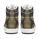 Gold Hamsa Pattern Print High Top Leather Sneakers