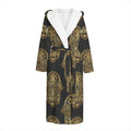 Gold Hamsa Pattern Print Hooded Bathrobe