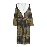 Gold Hamsa Pattern Print Hooded Bathrobe