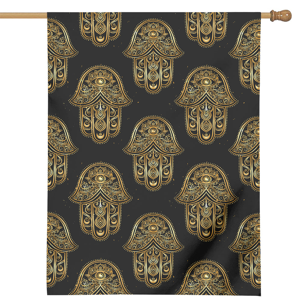 Gold Hamsa Pattern Print House Flag