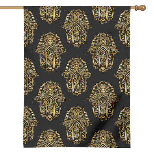 Gold Hamsa Pattern Print House Flag