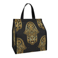 Gold Hamsa Pattern Print Insulated Lunch Tote