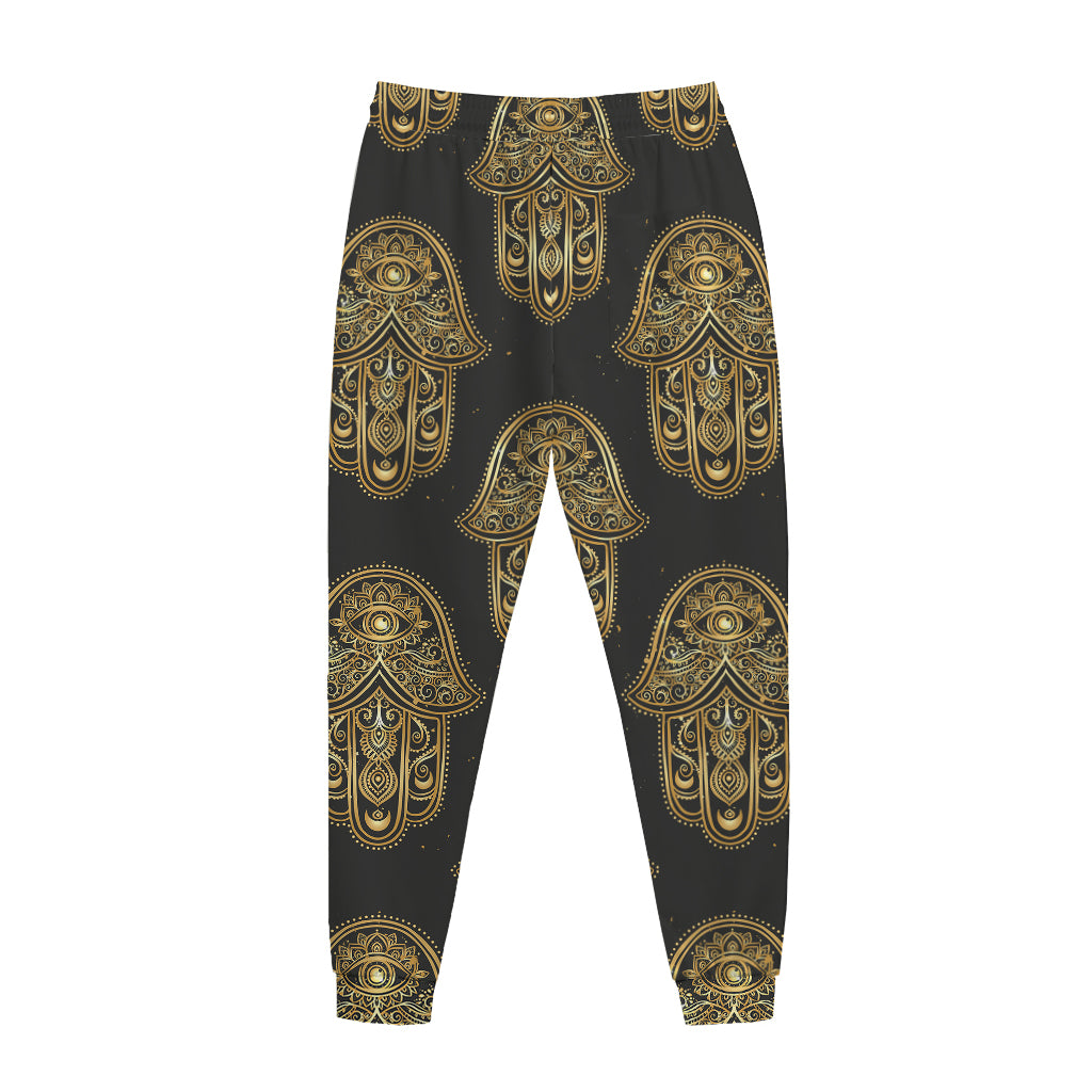 Gold Hamsa Pattern Print Jogger Pants