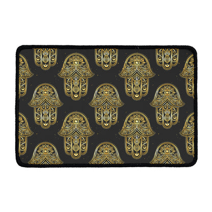 Gold Hamsa Pattern Print Kitchen Mat