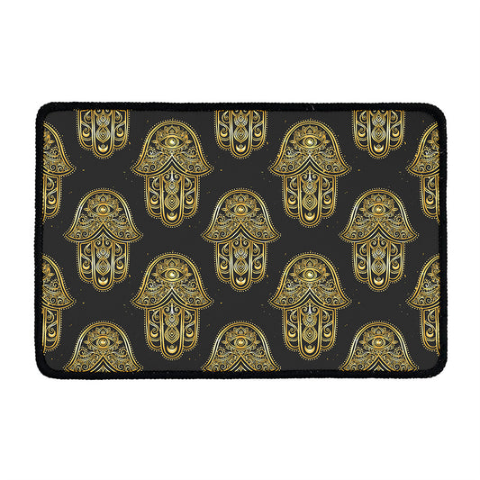Gold Hamsa Pattern Print Kitchen Mat