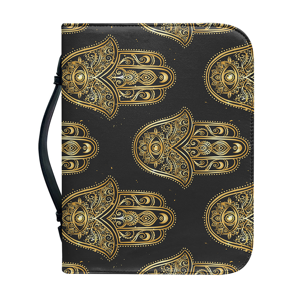 Gold Hamsa Pattern Print Leather Bible Cover