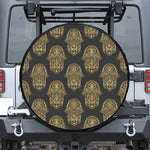 Gold Hamsa Pattern Print Leather Spare Tire Cover