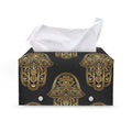 Gold Hamsa Pattern Print Leather Tissue Box Cover