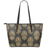 Gold Hamsa Pattern Print Leather Tote Bag