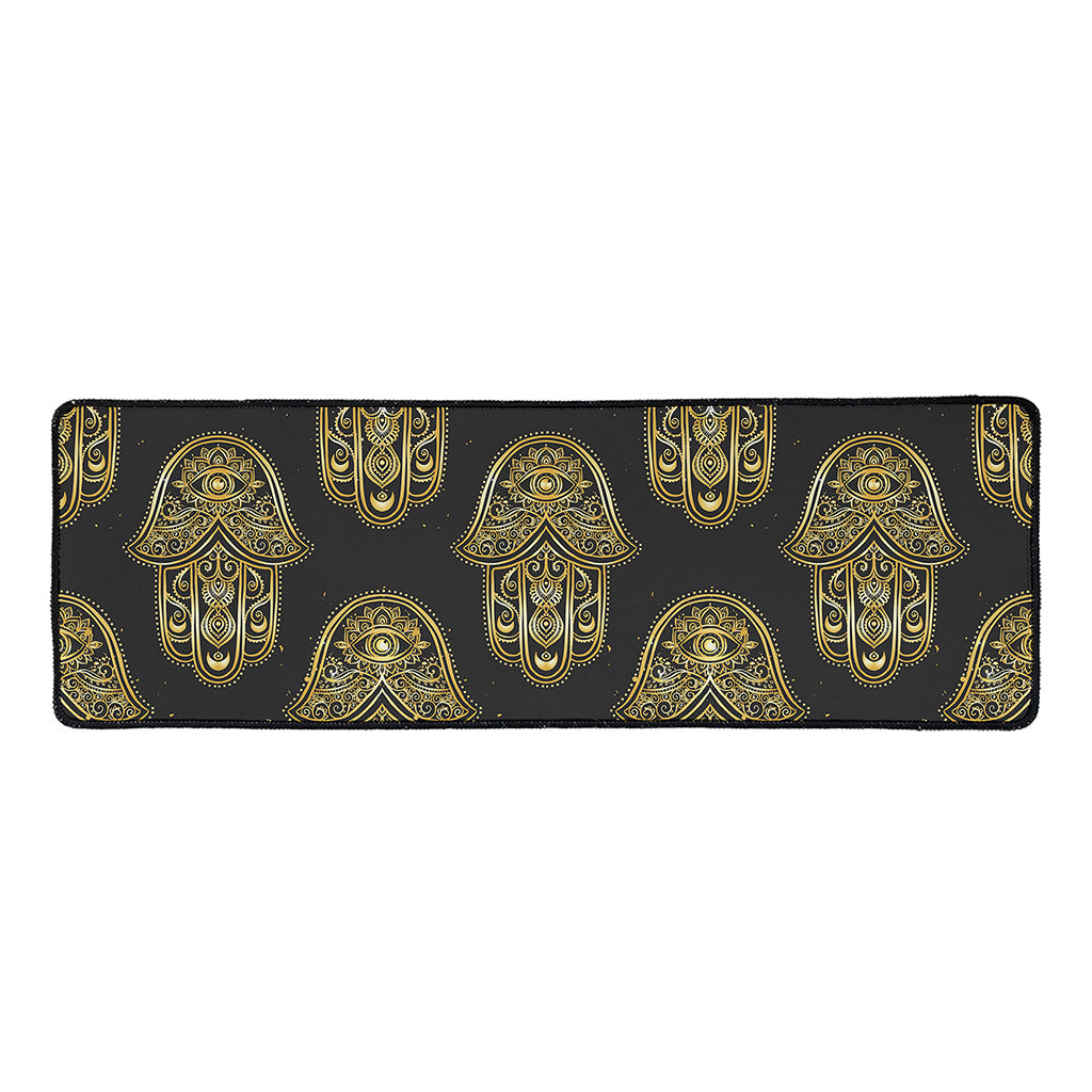 Gold Hamsa Pattern Print Long Kitchen Mat