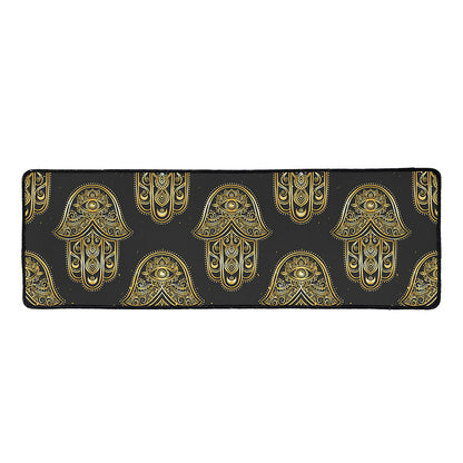 Gold Hamsa Pattern Print Long Kitchen Mat