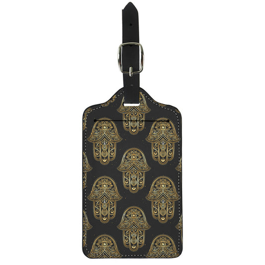 Gold Hamsa Pattern Print Luggage Tag