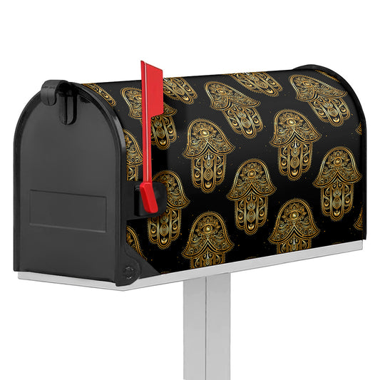 Gold Hamsa Pattern Print Mailbox Cover