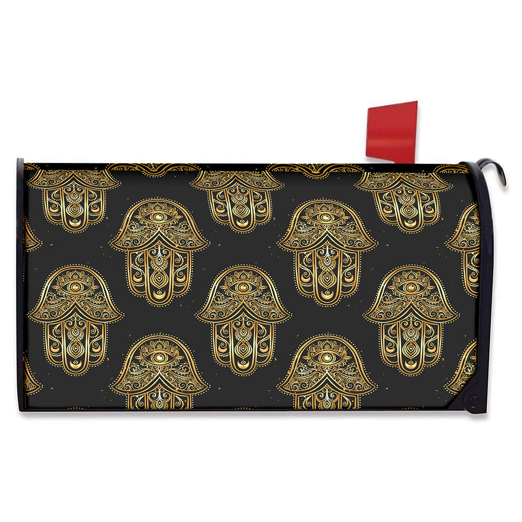 Gold Hamsa Pattern Print Mailbox Cover