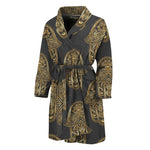 Gold Hamsa Pattern Print Men's Bathrobe