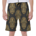 Gold Hamsa Pattern Print Men's Beach Shorts