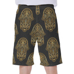Gold Hamsa Pattern Print Men's Beach Shorts