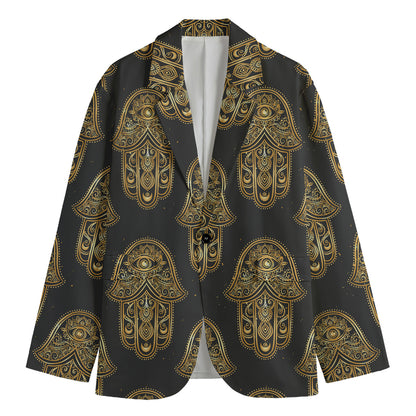 Gold Hamsa Pattern Print Men's Blazer