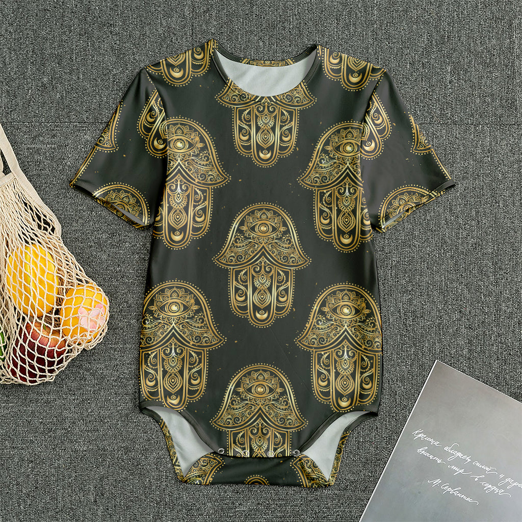 Gold Hamsa Pattern Print Men's Bodysuit
