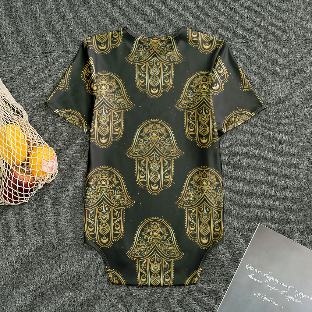 Gold Hamsa Pattern Print Men's Bodysuit