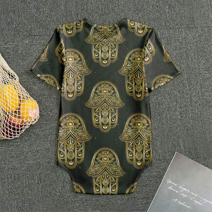 Gold Hamsa Pattern Print Men's Bodysuit