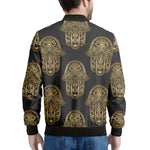 Gold Hamsa Pattern Print Men's Bomber Jacket