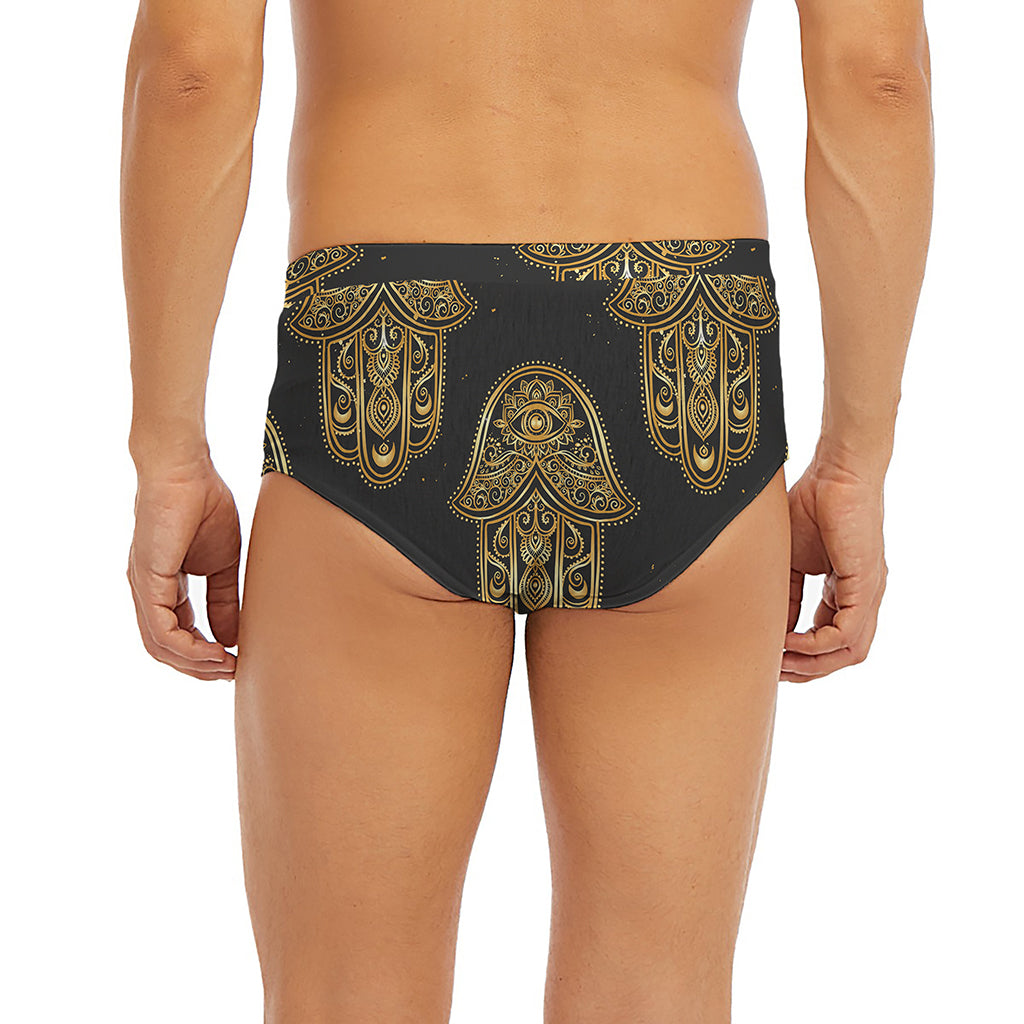 Gold Hamsa Pattern Print Men's Briefs
