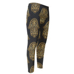 Gold Hamsa Pattern Print Men's Compression Pants