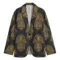 Gold Hamsa Pattern Print Men's Cotton Blazer