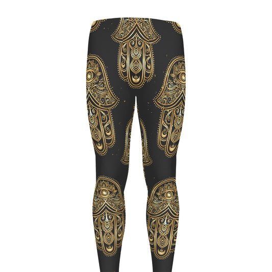 Gold Hamsa Pattern Print Men's leggings