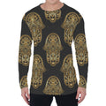 Gold Hamsa Pattern Print Men's Long Sleeve T-Shirt