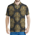 Gold Hamsa Pattern Print Men's Polo Shirt