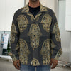 Gold Hamsa Pattern Print Men's Shirt Jacket