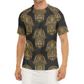 Gold Hamsa Pattern Print Men's Short Sleeve Rash Guard