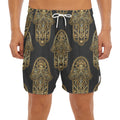 Gold Hamsa Pattern Print Men's Split Running Shorts