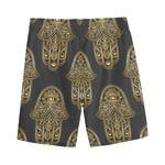 Gold Hamsa Pattern Print Men's Sports Shorts