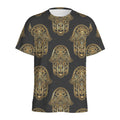 Gold Hamsa Pattern Print Men's Athletic T-Shirt