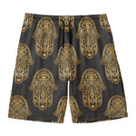 Gold Hamsa Pattern Print Men's Swim Trunks