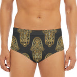 Gold Hamsa Pattern Print Men's Triangle Swim Briefs