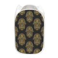 Gold Hamsa Pattern Print Mesh Laundry Hamper