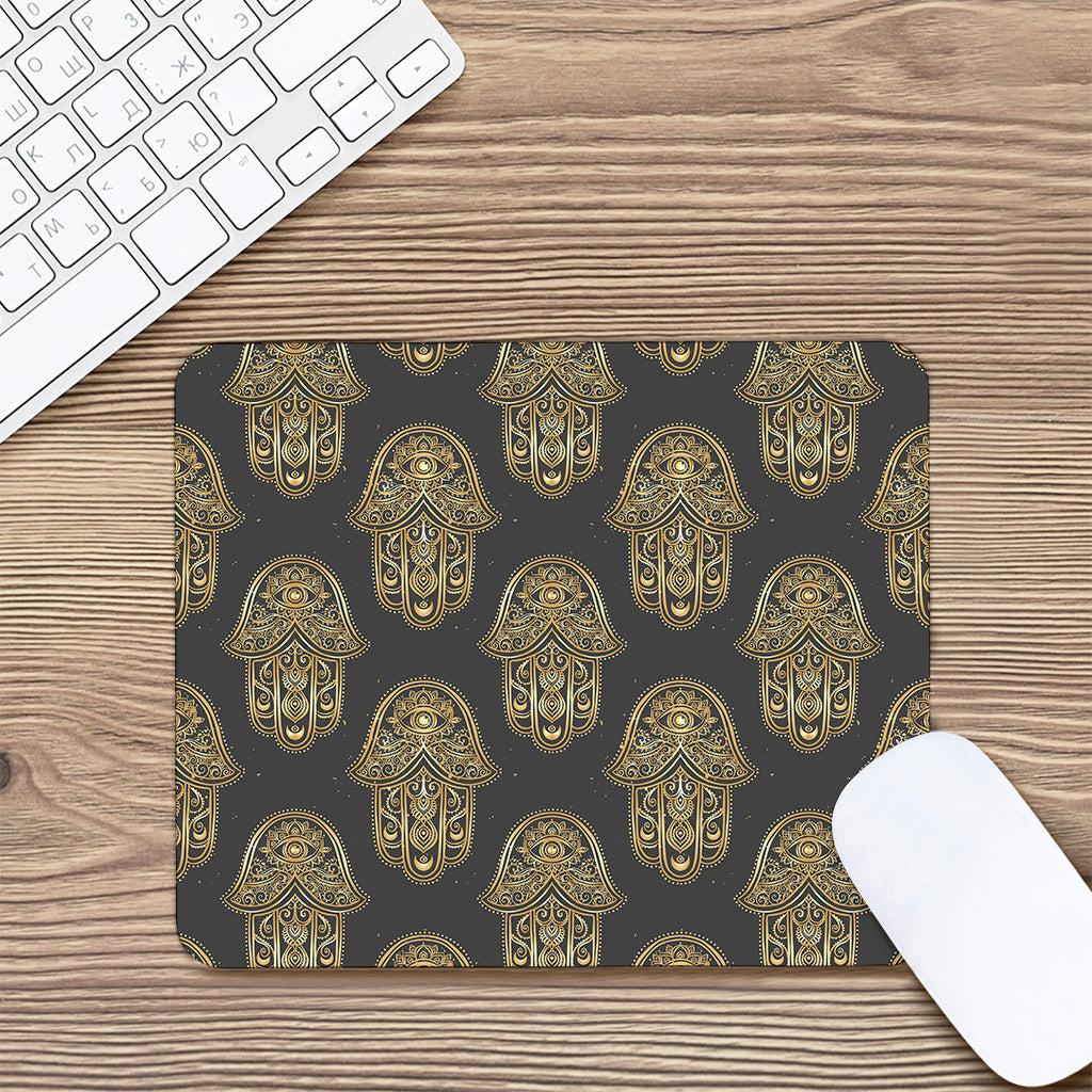 Gold Hamsa Pattern Print Mouse Pad
