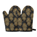 Gold Hamsa Pattern Print Oven Mitts