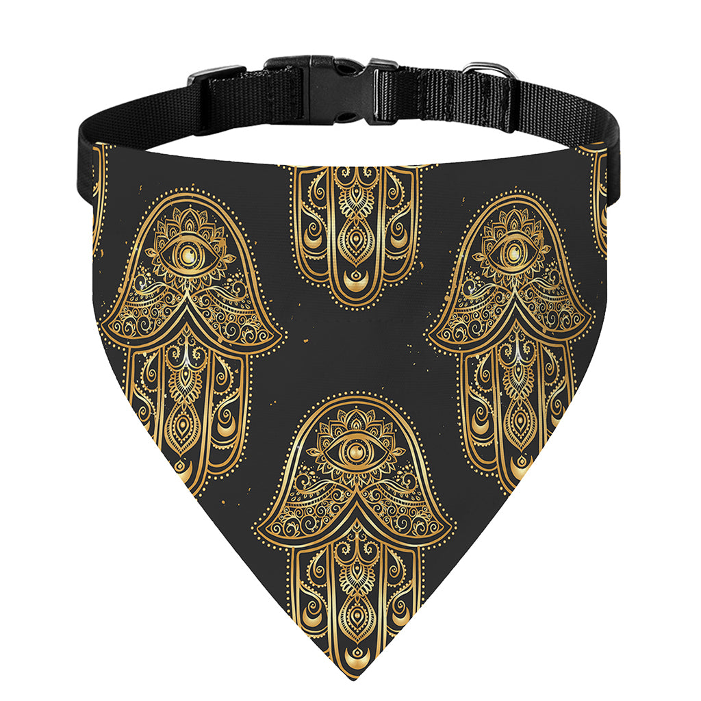 Gold Hamsa Pattern Print Over The Collar Dog Bandana