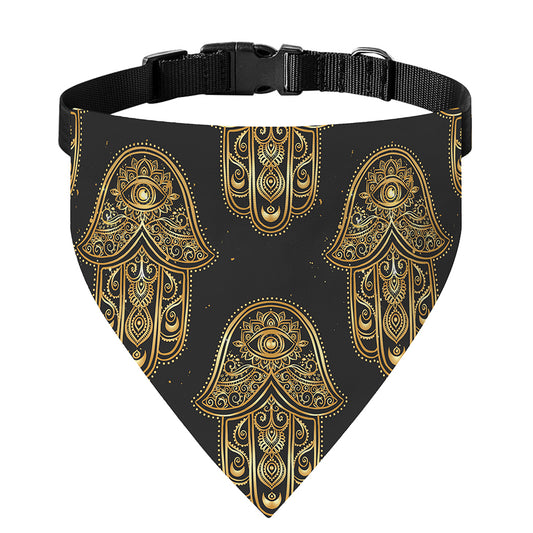 Gold Hamsa Pattern Print Over The Collar Dog Bandana